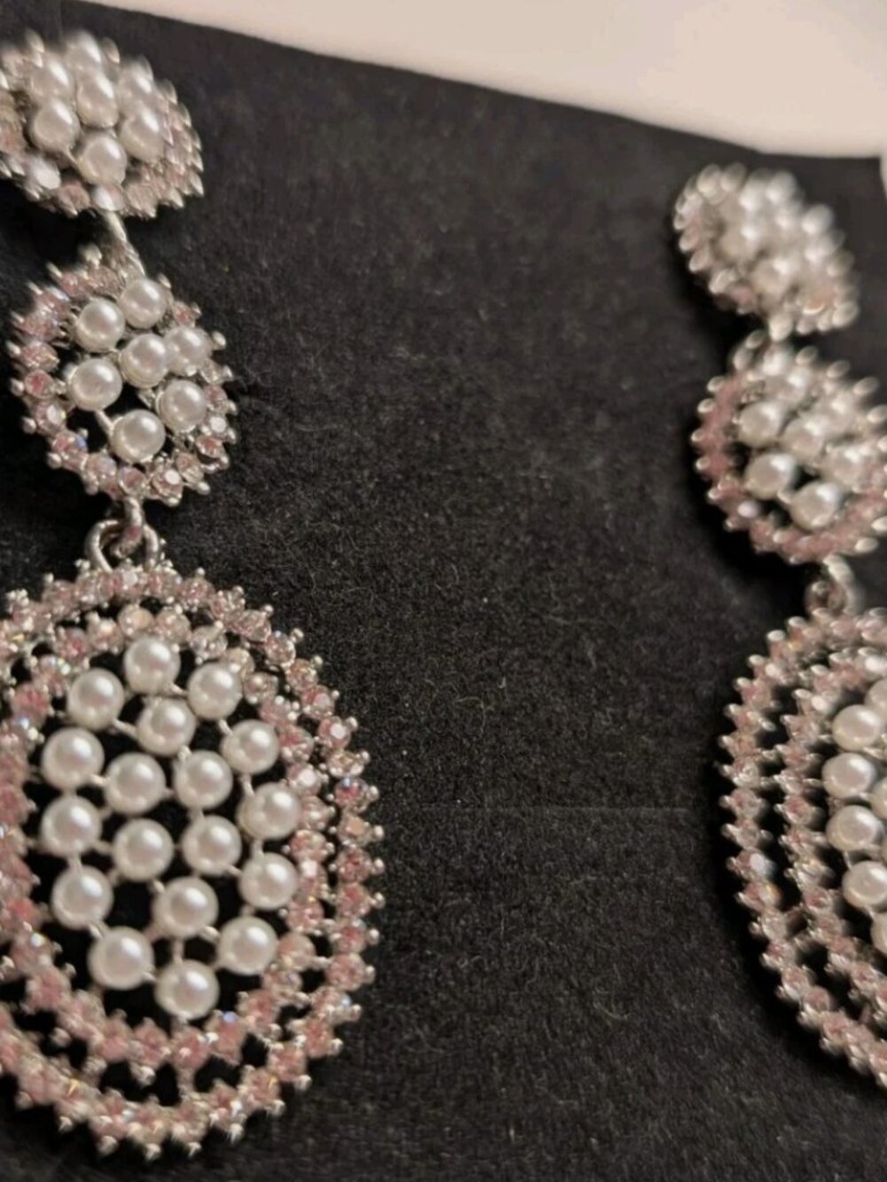Bridal Statement Earrings Crystal Pearl Drop Chandelier Earrings Wedding Party